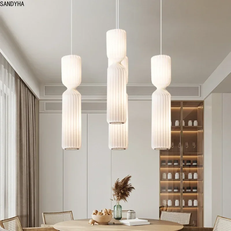 SANDYHA الشمال النسيج قلادة أضواء دوامة شريط عاكس الضوء الثريا مثالية لغرفة المعيشة غرفة الطعام إضاءة المطعم