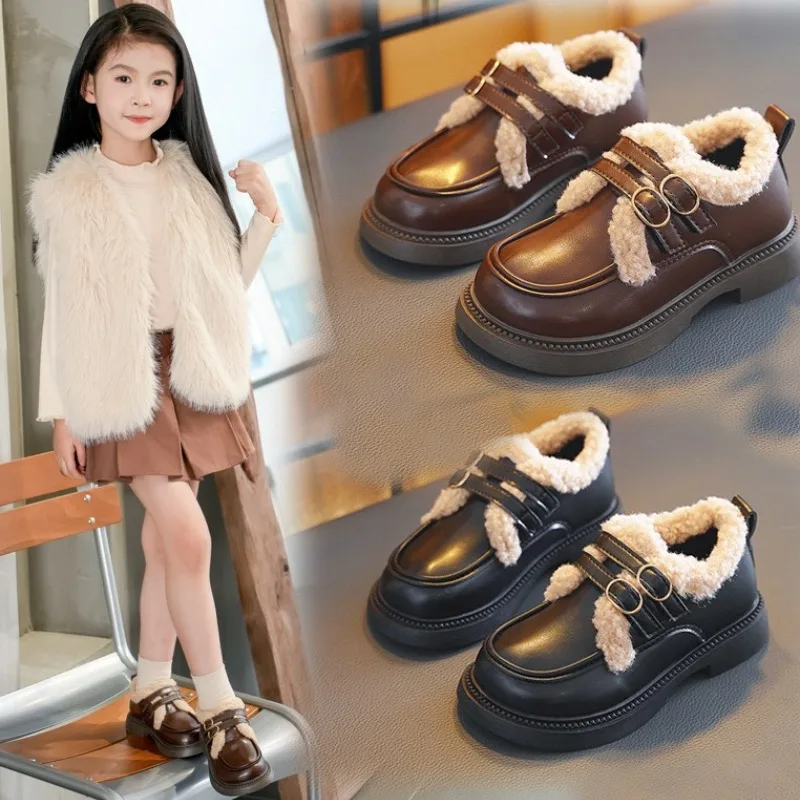 

Детские лоферы 2025, зима, новый стиль, детская обувь на плоской подошве, детские ботинки в британском стиле, мужская и женская универсальная повседневная обувь S