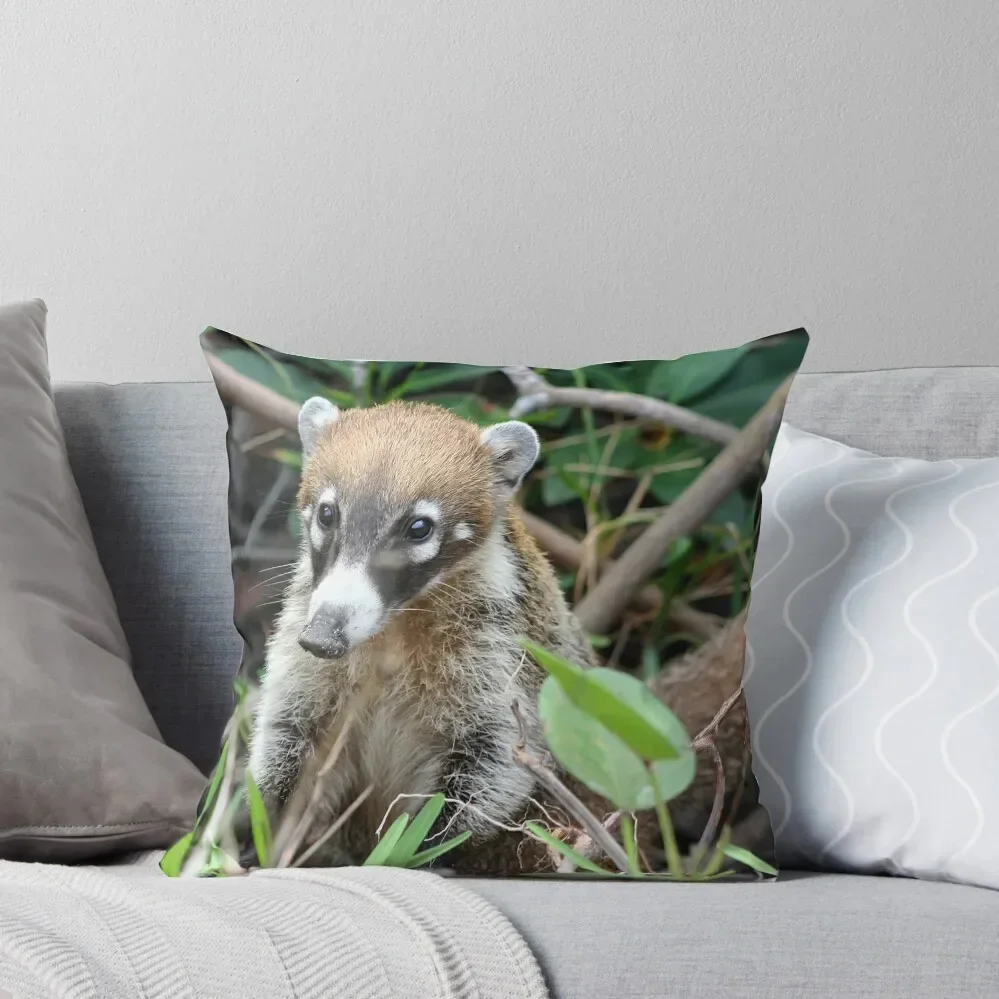 Cute Little Coati Throw Pillow Sofa Cushions Covers Cushions For Sofa Embroidered Cushion Cover Elastic Cover For Sofa Pillow