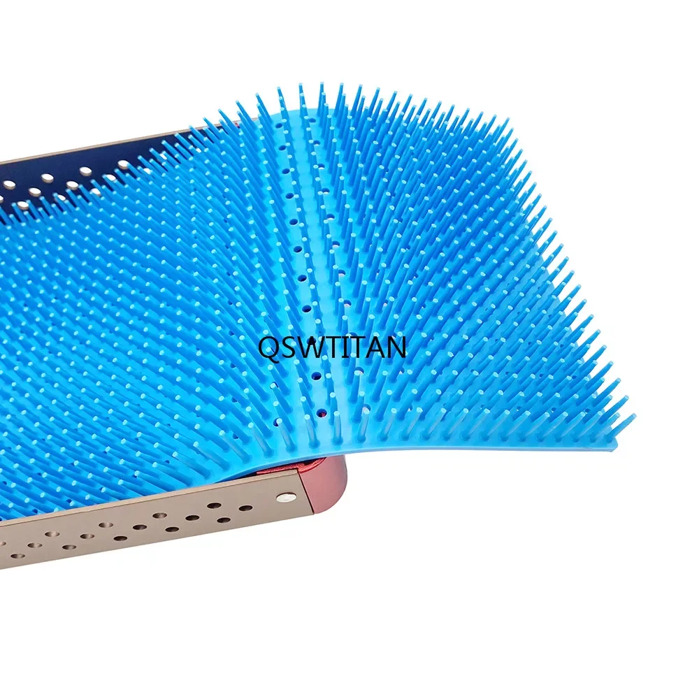 Bandeja de desinfecção caixa com almofada de silicone caixa de esterilização alumínio dental olho instrumento cirúrgico