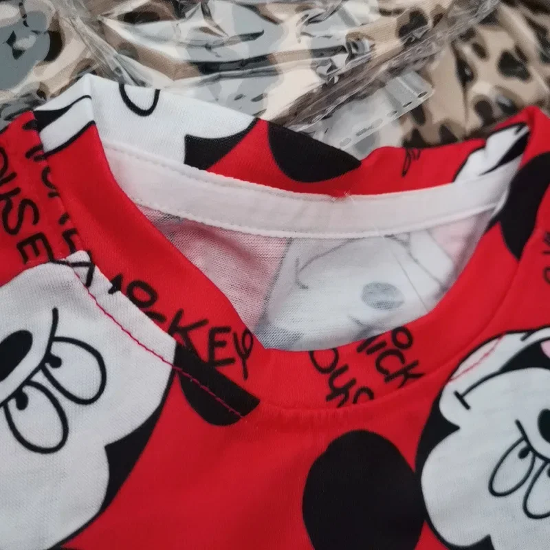 Disney-mickey mouse t-shirt e shorts de manga curta para meninos e meninas, minnie, desenhos animados bonitos, novo, verão