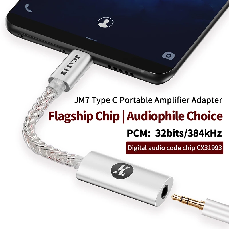 JCALLY JM7 JM7L USB TypeC light ning To 3.5mm Digital Audio Cable DAC CX31993 Adapter Decode Amp 32bit/384KHz