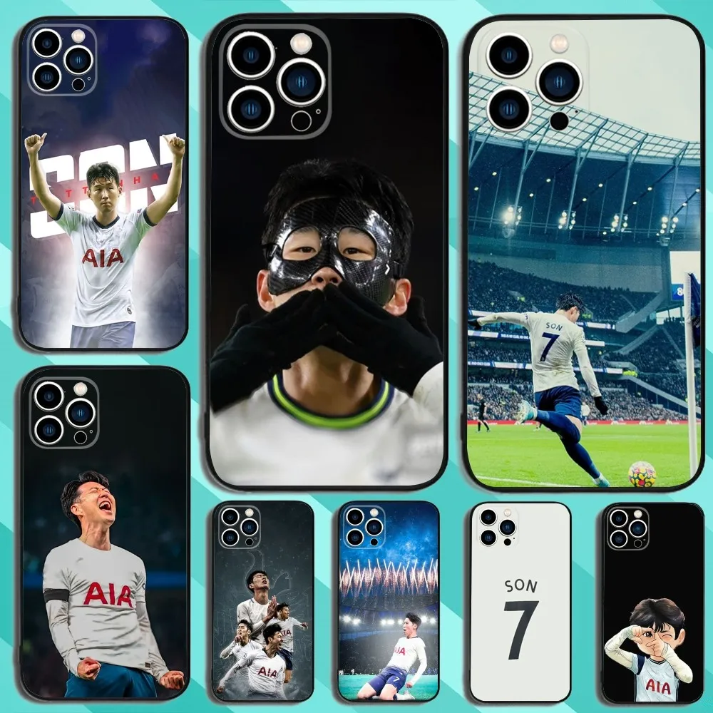 Football Phone Case For iPhone 16,15,14,13,12,11,Plus,Pro Max,XS,X,XR,SE,Mini,8,7 S-Son H-Heung min-es Soft Silicone Black Cover