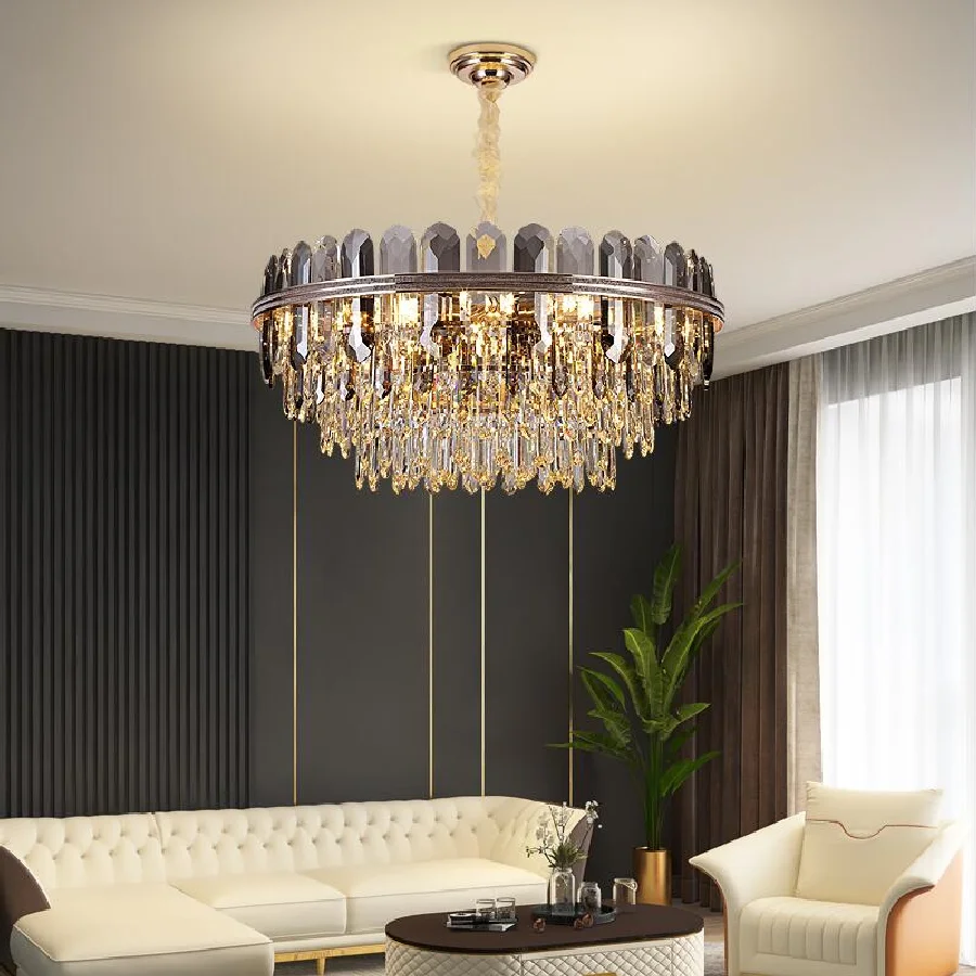 

New Luxury K9 crystal chandelier modern living room hotel decor lighting LED island lamps