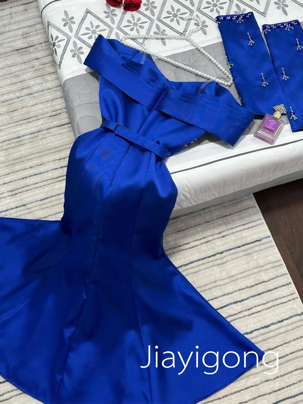 Yipeisha Exquisite High Quality Off-the-shoulder Mermaid Evening Es Paillette Satin Custom abendkleider