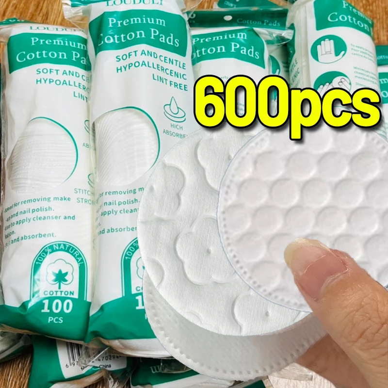 ラウンド洗顔コットンパッドソフト通気性両面使い捨てメイク落としワイプ綿マニキュア除去パッド