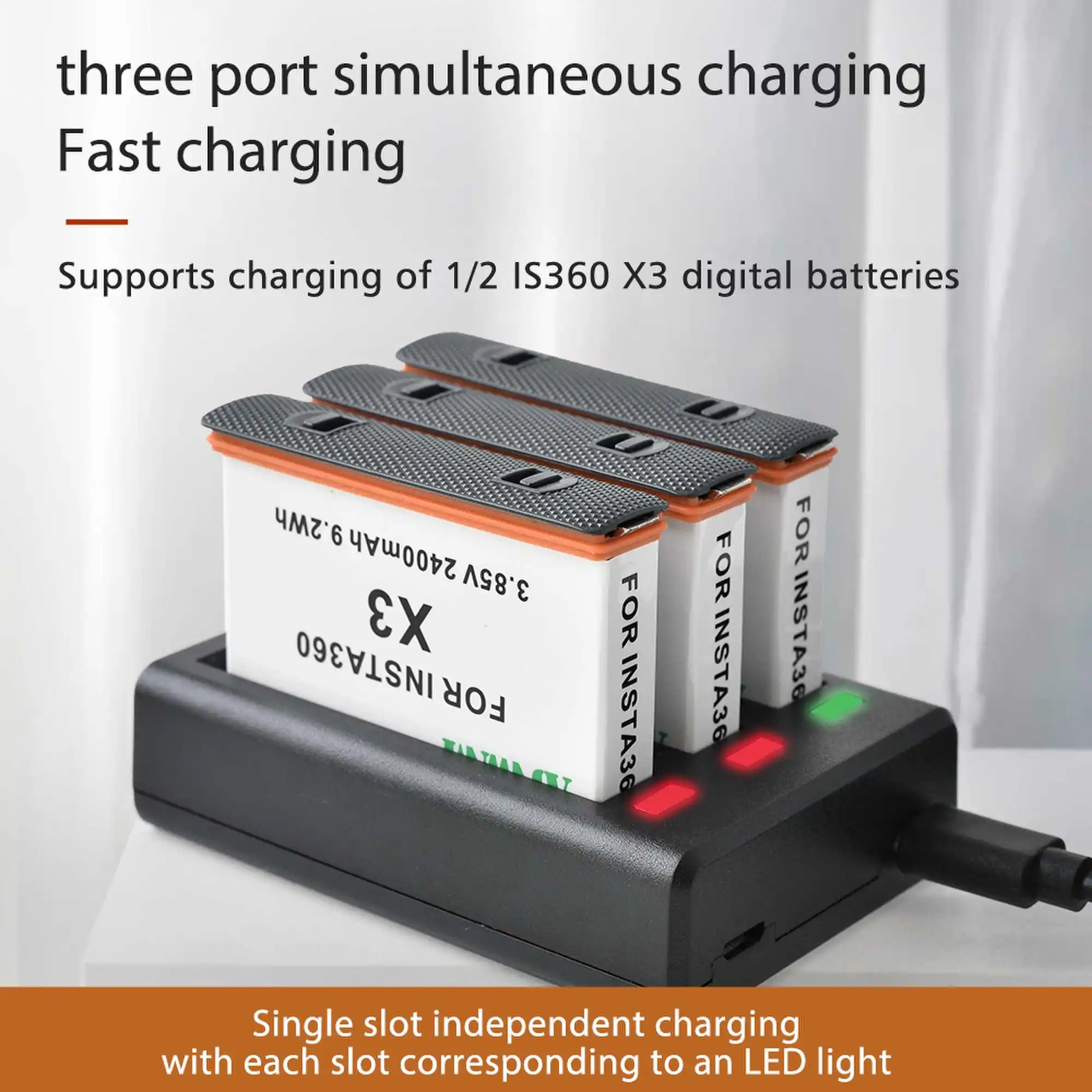 AJNWNM 2400mAh High Capacity Battery For Insta360 X3 Rechargeable Camera Battery For Insta 360 X 3 Action Camera Accessories