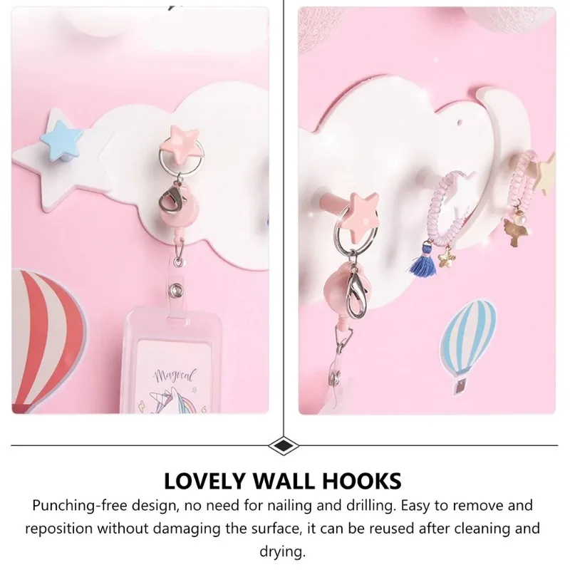 Nail free Hat Clothes Hooks Shelf Hanging Hanger,Cloud Themed Coat Rack Cloud Hanger,Wall-mounted Door Hanger For Boy&Girl