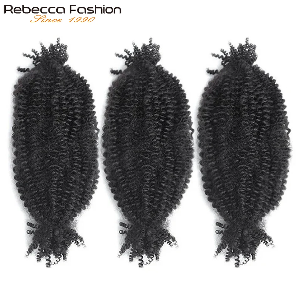 Rebecca Afro rizado Twist Crochet trenzado cabello 100% extensiones de cabello humano QVR cabello humano rizado a granel 50 g/paquete Afro rizado a granel