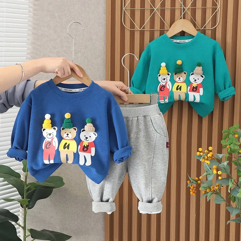 New Spring Autumn Baby Clothes Suit Children Boys Girls Cartoon T-Shirt Pants 2Pcs/Sets Toddler Casual Costume Kids Tracksuits