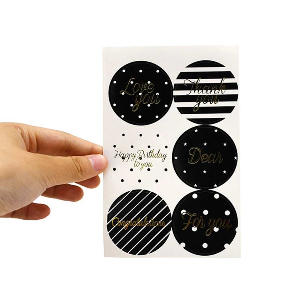 30-60pcs Round Black White Stickers Thank You Seal Labels For Birthday Baby Shower Dessert Box Bags Seal Stickers Party Supplies