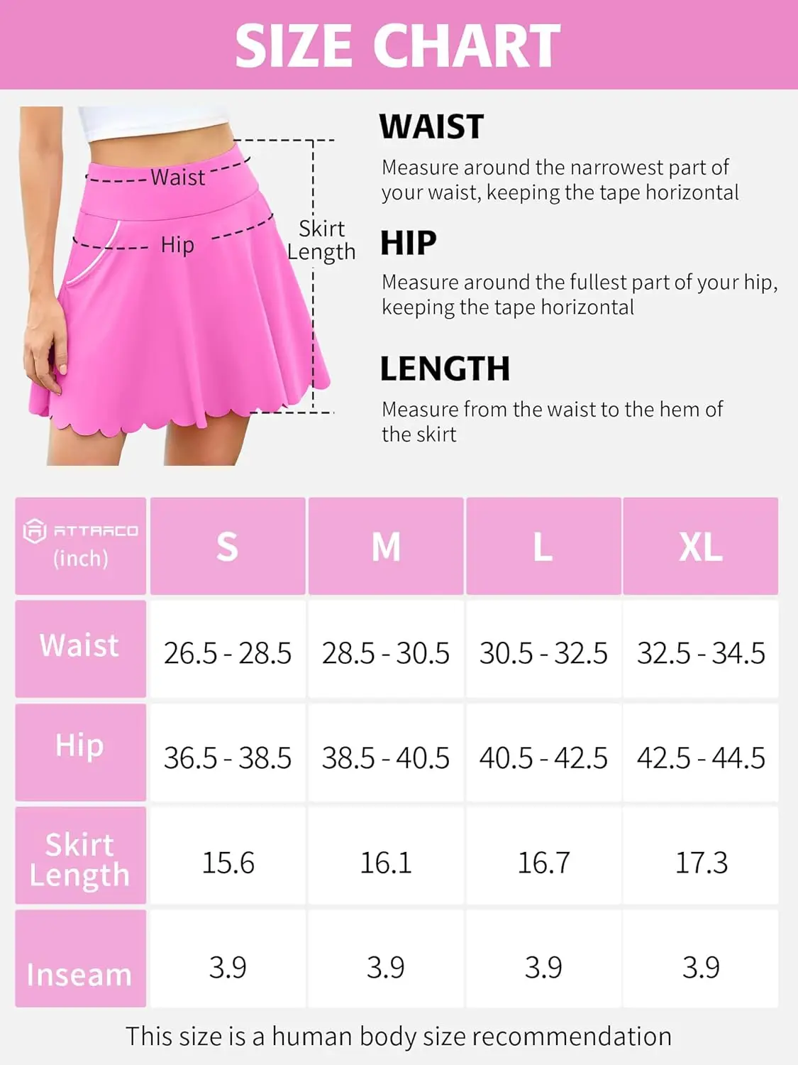 Anfilia Women Tennis Skort Solid 2 Side  Slant Pockets Built In Shorts With 2 Inner Pockets Scalloped Hem Golf Workout Skirts