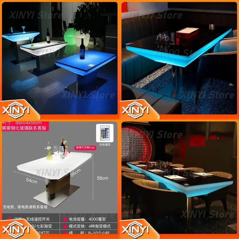 Luminous Coffee Table for Bar KTV Music Dining Set Rectangular Creative Sofa Booth Furniture for Home Living Room Modern