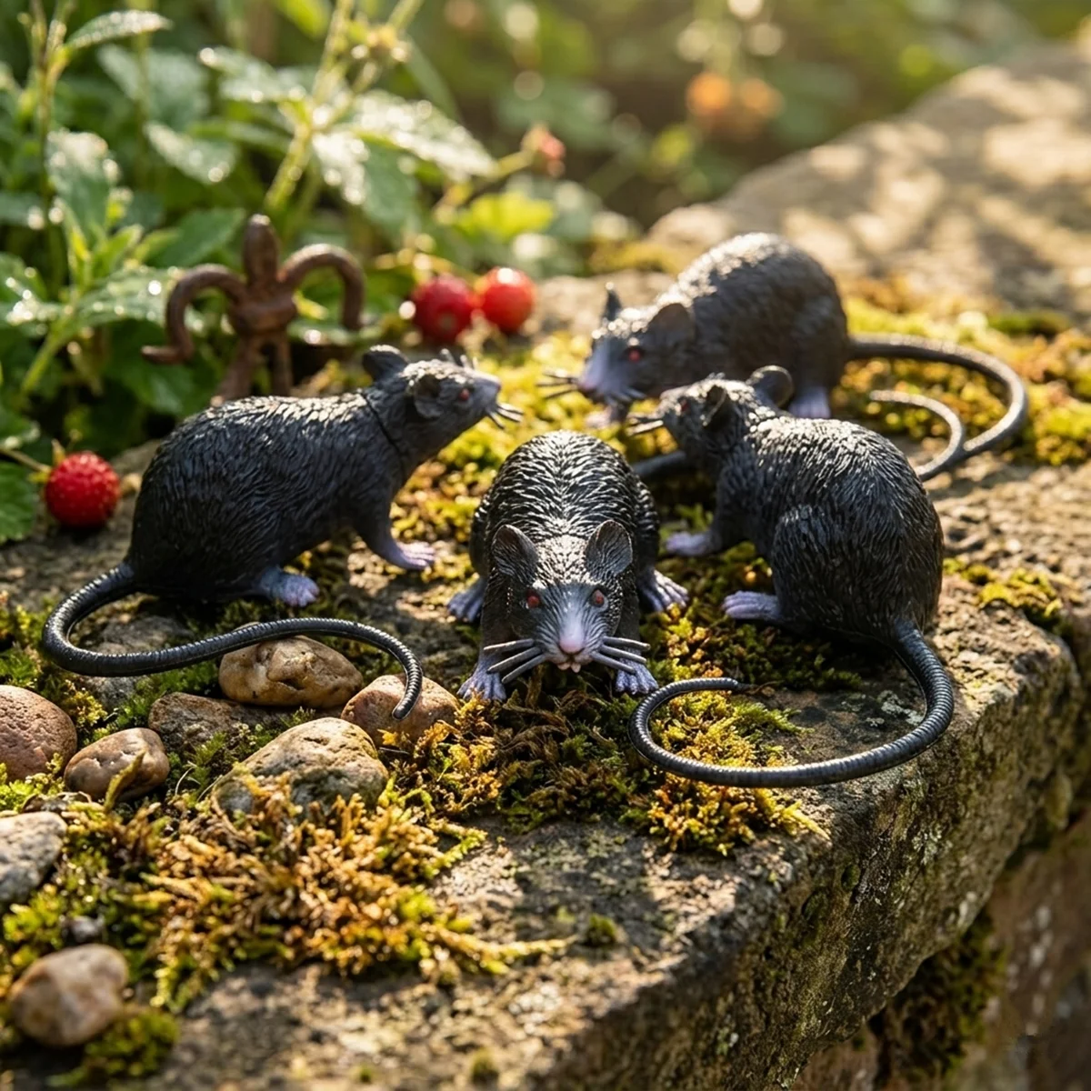2/5Pcs 19cm Fake Black Rat Prank Toy Realistic Simulation Mouse Figure Trick Joke Prop Horror Party Scary Gag Novelty Gift Toy