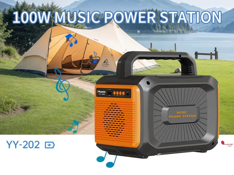 100W LiFePO4 Outdoor Mobile Power Bank Camping Home 220V USB YY-202 Modified Sine Wave Bluetooth LED Lighting US