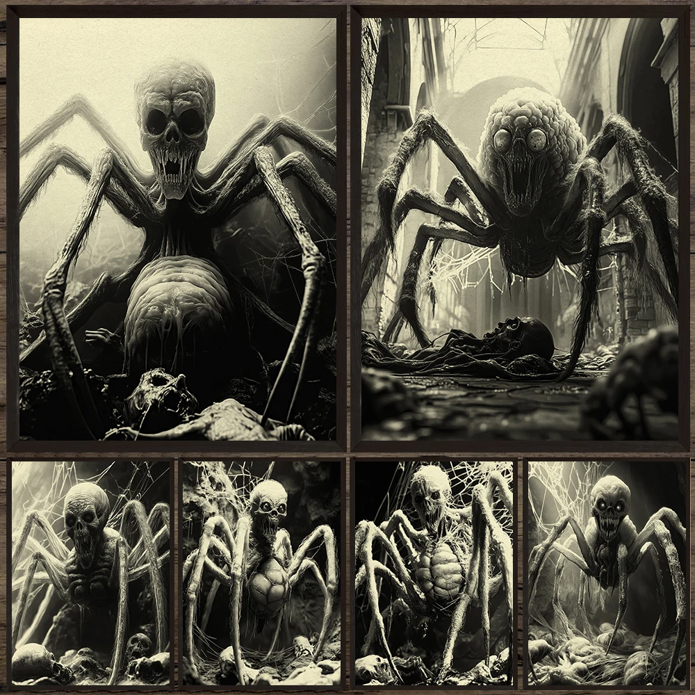 

Creepy Eight-Legged Spider Monster Vintage Wall Art Canvas Painting,Mutated Scary Spider Monster,Gothic Art Poster Print Decor