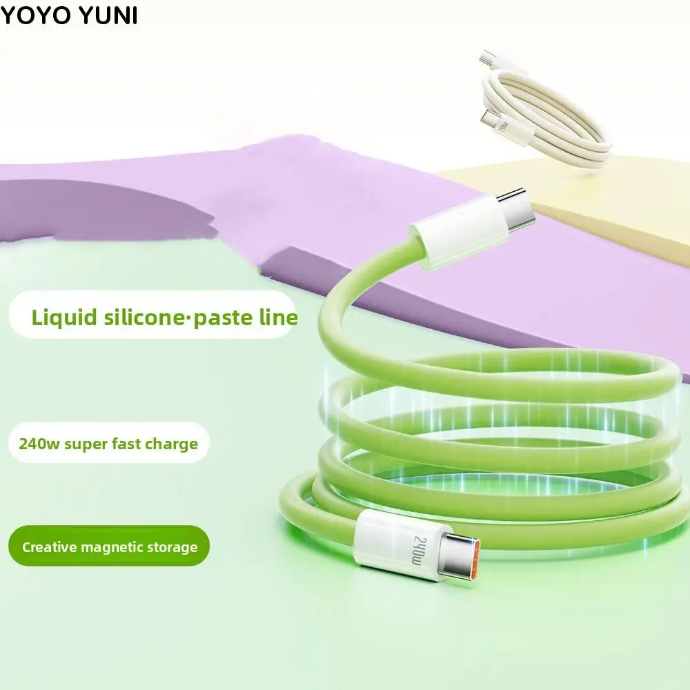 

Magnetic Type C Silicone Data Cable Automatic Storage Super Fast Charging Type C To Type C Phone Cable Data Cord 240W