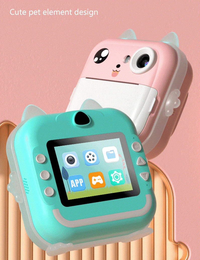 Portátil mini câmera digital crianças fotografia impressão instantânea foto impressora térmica vídeo brinquedos educativos presente de aniversário