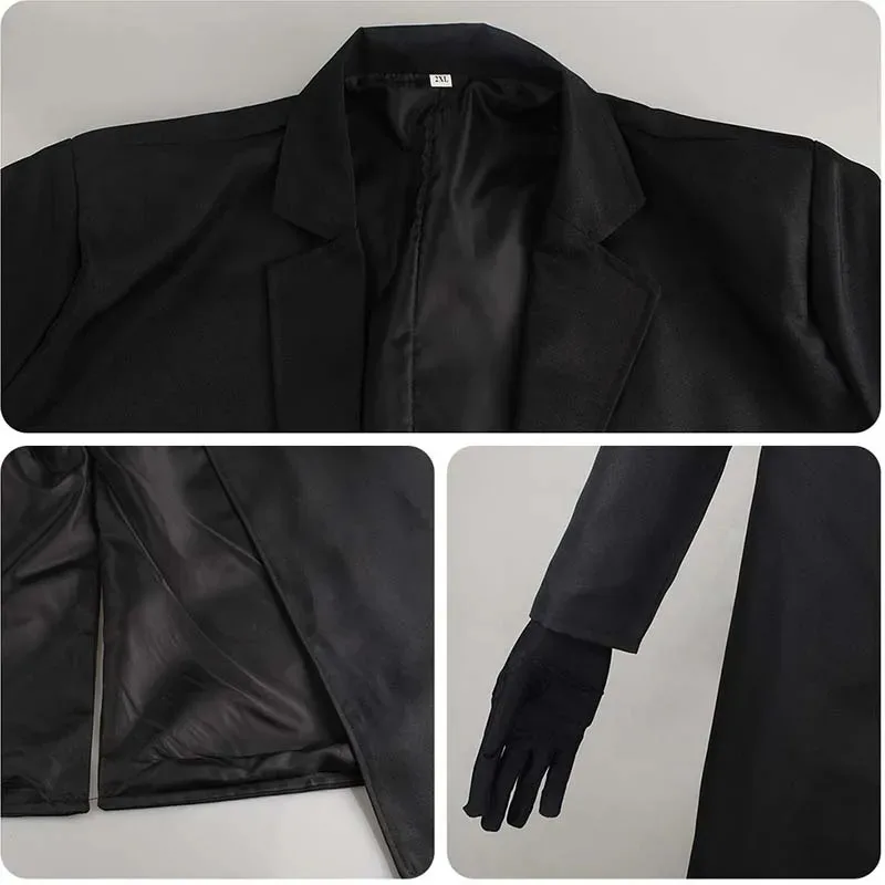 زي تنكري أسود خندق سترة السراويل قفازات ضمادة دازاي أوسامو ملابس موحدة هالوين زي أنيمي كوميك كون rpr;r/ #4