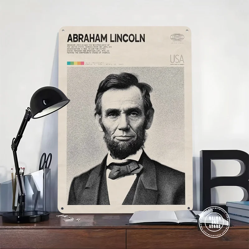 Abraham Lincoln Vintage Tinplate Posters Customizable Wall Art Retro Vintage Metal Signs for Home Room Bathroom Decor Wand Deko