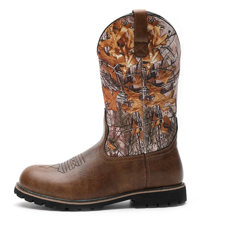 Men's Boots Classic Handmade Embroidery Leather Booties Vintage Western Cowboy Boots Fashion Mens Motorcycle Botas Large Size 48