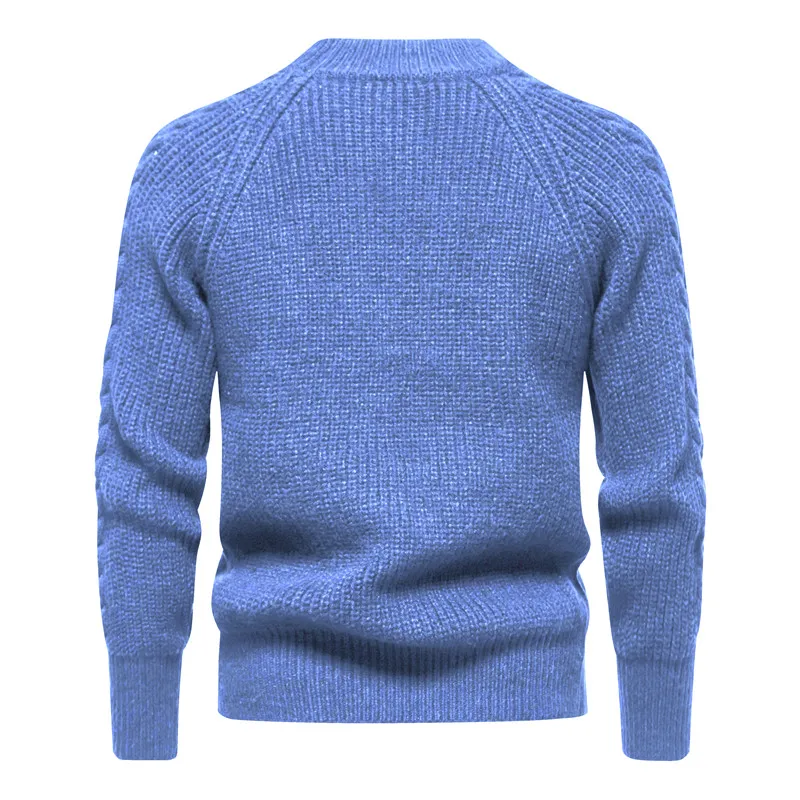 Men's Autumn and Winter New Half High Neck Comfortable and Warm Knitted Sweater Solid Color Casual