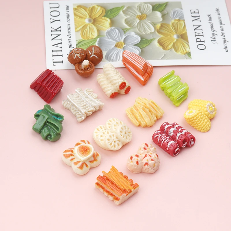 30/300pcs Miniature Dollhouse Hot Pot Dishes Vegetables/Meat Food Scene Decoration DIY Doll Accessories Scrapbookings Nail Decor