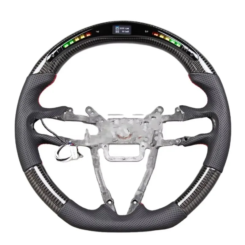 Carbon Fiber LED Car Steering Wheel Fit for Eight Generation Civic 2006-2010 Perforated Leather