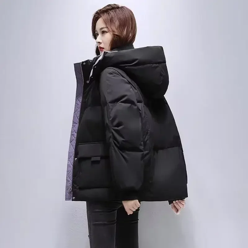 Lady Parka Loose Casual Women's Quilted Coat Short Padded Cotton Jacket Luxury Fashion 2024 Demi-season Outdoor Clothes Hot Cold