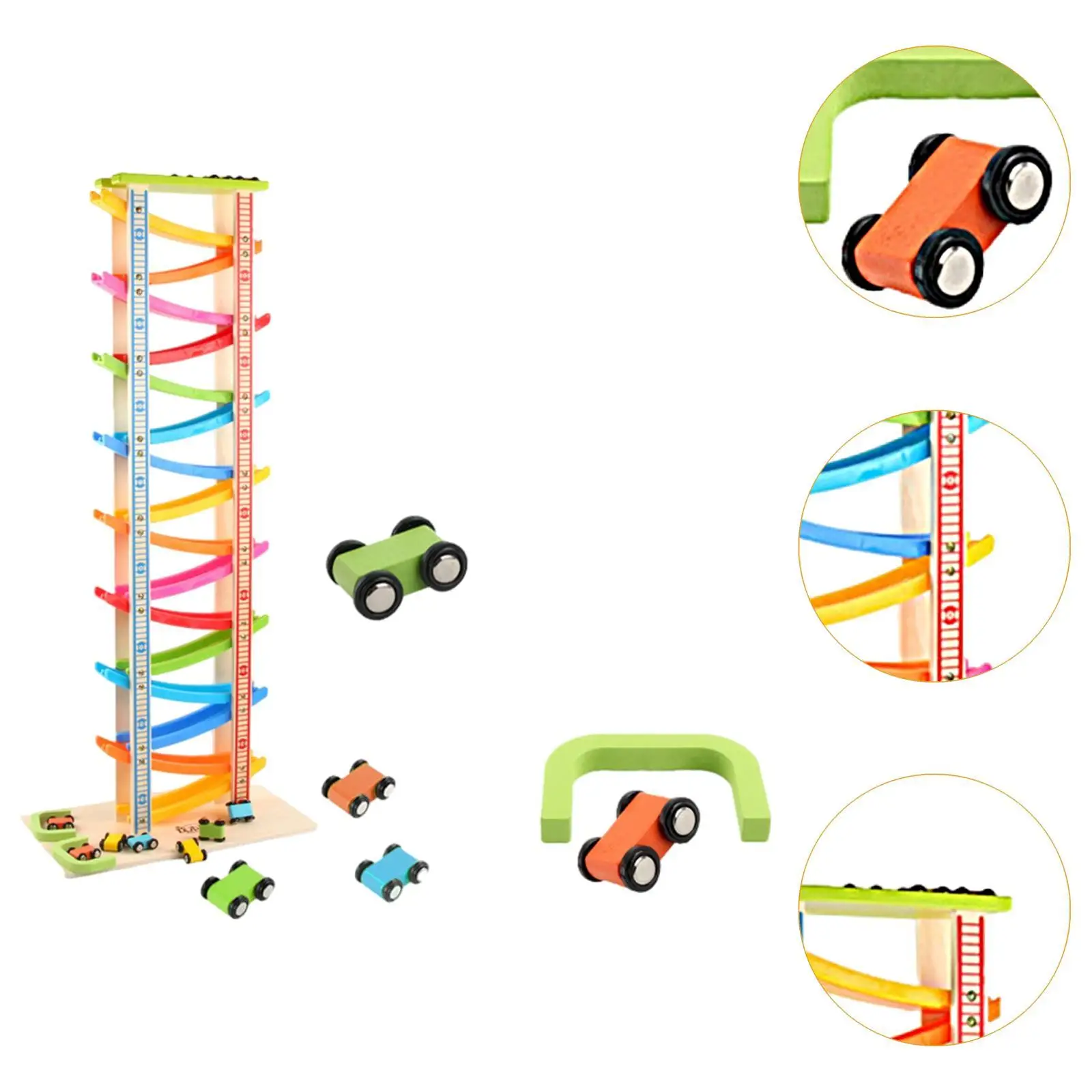 لعبة منحدر السيارة الخشبية الممتعة التعليمية والمهارات الحركية الدقيقة لعبة السيارة المنزلقة التنموية مع سيارات صغيرة للأطفال الأولاد والبنات والأطفال