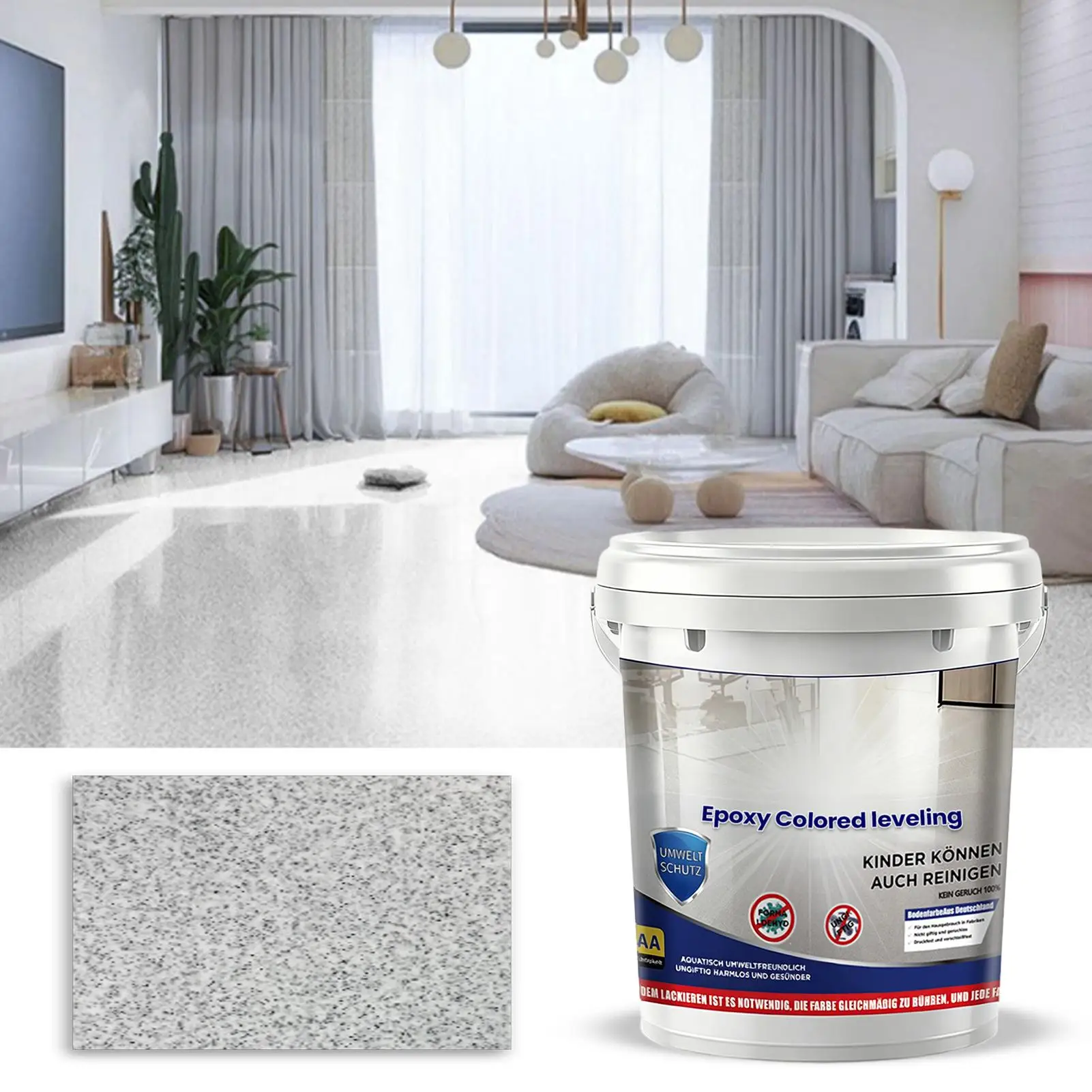 500ml High-Gloss Self-Leveling Epoxy Floor Paint, Waterproof Concrete Coating for Garage, Indoor Outdoor Wear-Resistant Finish