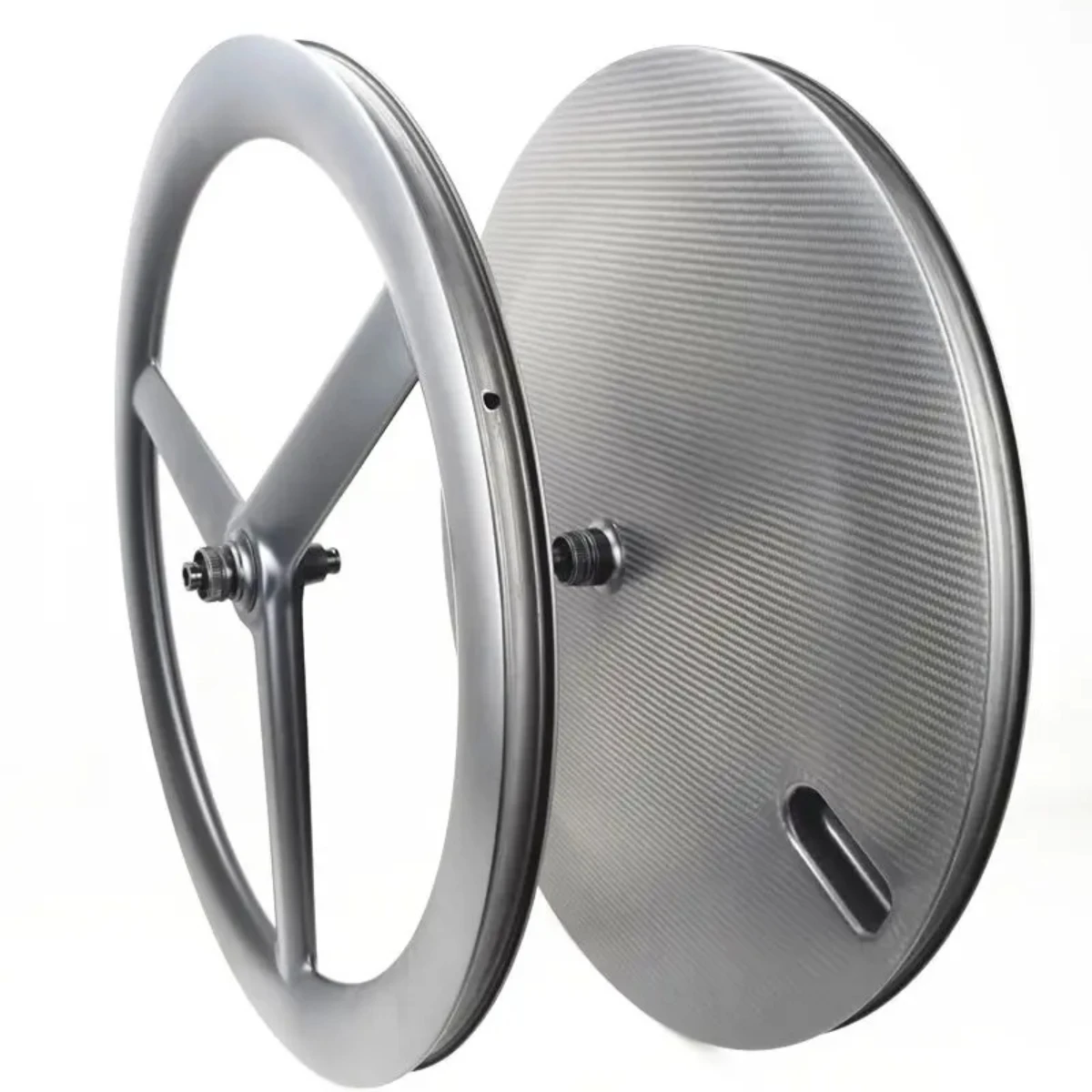 

28mm Width Carbon Front 3 Spokes700C Rear Disc Wheels Road /Track/Fixed Bike Wheelset Center Lock Rim Brake Tubeless