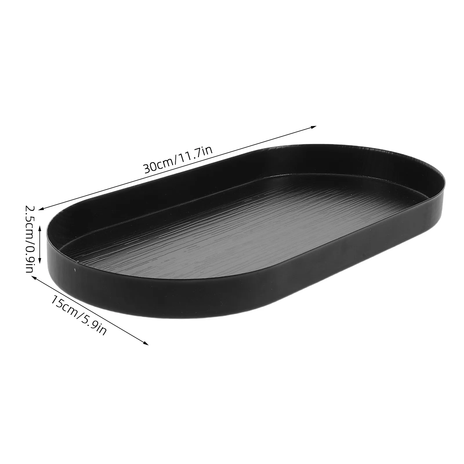 Oval Iron Tray Black Decorative Vanity Organizer for Jewelry, Keys, Perfume – Bathroom Countertop Display Plate