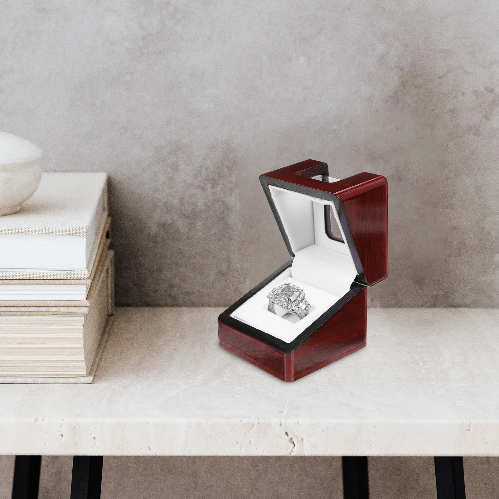

Prize Box Transparent L Shape Ring Case Jewelry Storage Portable Container Home Shop Organizer Small Accessories