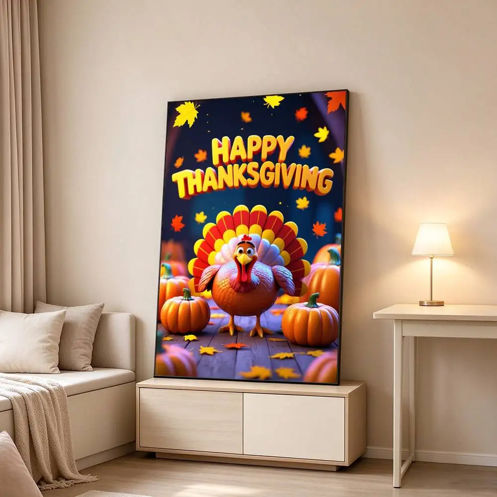 Thanksgiving Day Roast T-Turkey  Poster Waterproof Wall Art Sticker For Bar Living Room Vintage Decor High Quality Print Gift