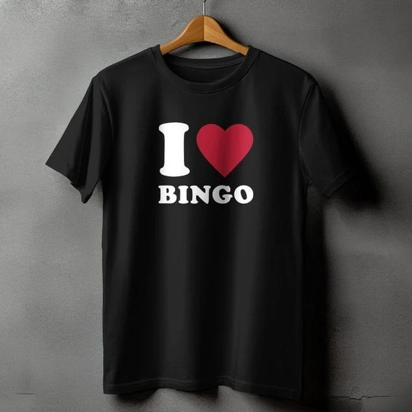 I Love Bingo Funny Novelty Casual T-Shirt Gift for Bingo Players Lovers Valentines Day Summer Fashion Comfort Soft Cotton Tees