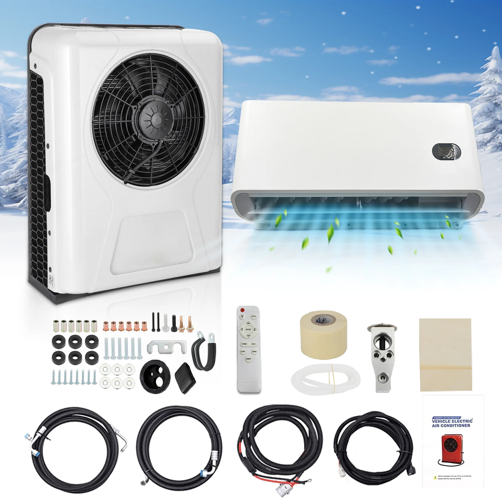 

Treeligo 10500BTU автомобильный электрический парковочный кондиционер с быстрым охлаждением, 12 В/24 В, разделенный воздушный блок переменного тока для грузовика, каравана, кемпера, фургона, автофургона