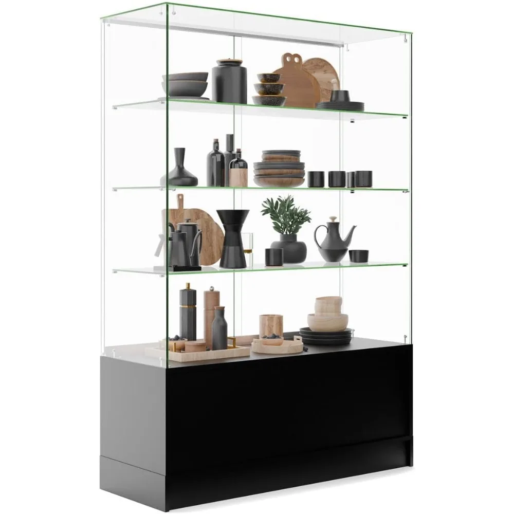 Glass Display Cabinet with 3 Glass Shelves Display Cabinets Sliding Doors Displays Cabinet