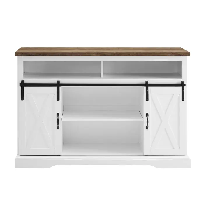 Sliding Door Vintage White Tv Cabinet Furniture Classic Farmhouse Wood Entertainment Center Tv Table Stand Modern White