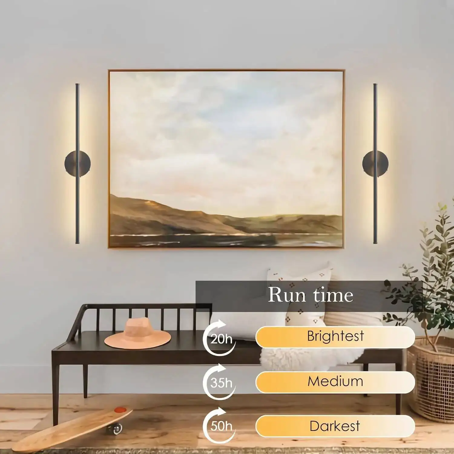 Golden Battery Operated Cordless Bedside Aisle Corridorlight Wall Lamp LED For Corridor Lighting With Remote Control