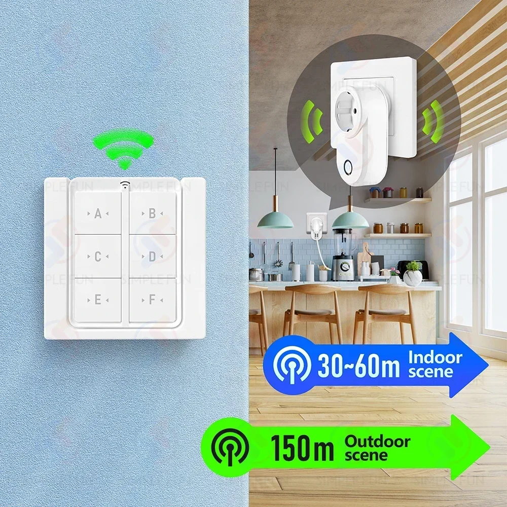 433MHz EU FR Wireless Remote Control Plug 15A 220V RF Smart Socket,Magnetic Panel Switch,Electrical Outlet for Home Appliance