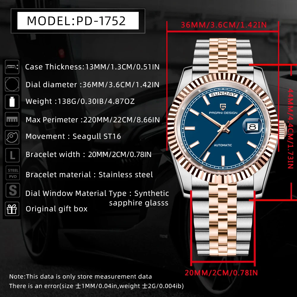 2025 New PAGANI DESIGN DD36 Men's Watches Luxury Automatic Watch For Men Mechanical Wristwatch Date AR Sapphire Waterproof Clock