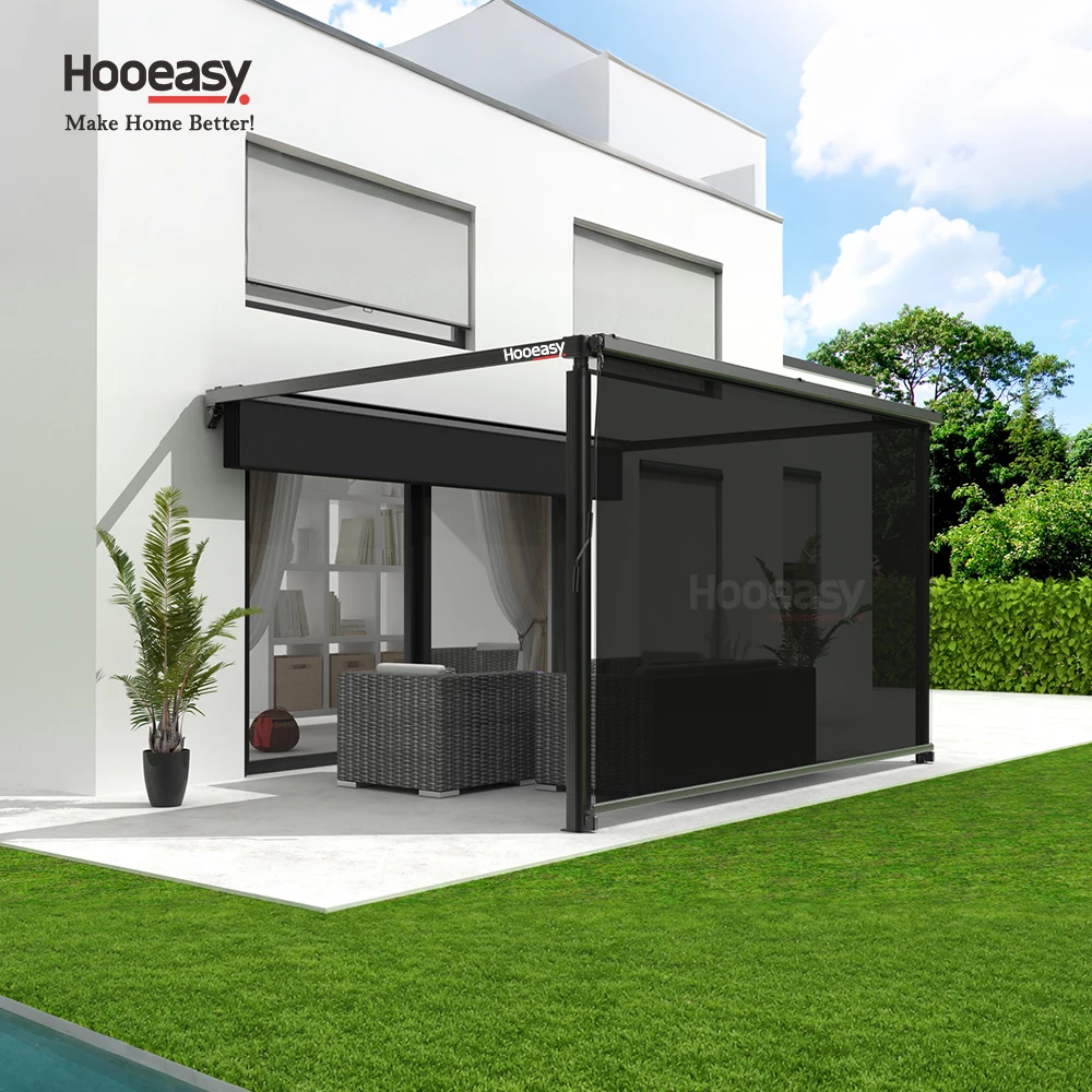 Hooeasy Wall Mounted Structure Waterproof Abric Bioclimatic Pergolas Awning Side Cover Screens Sunshade Retractable Roof Pergola
