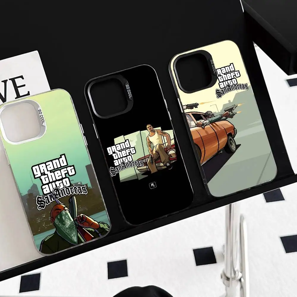 EPC الساخن لاعب واحد لعبة Rstars GTA موضة جراب هاتف IMD اللون الفضي شل آيفون 16 15 14 13 12 11 برو ماكس زائد