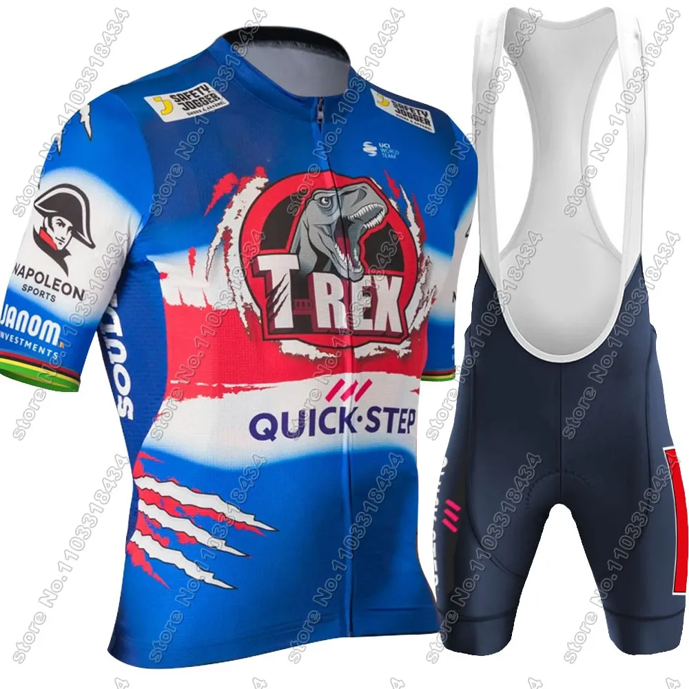 Soudal T-REX 2024 Quick Step Cycling Jersey Set Clothing Men Summer Road Bike Shirts Suit Bicycle Bib Shorts Maillot