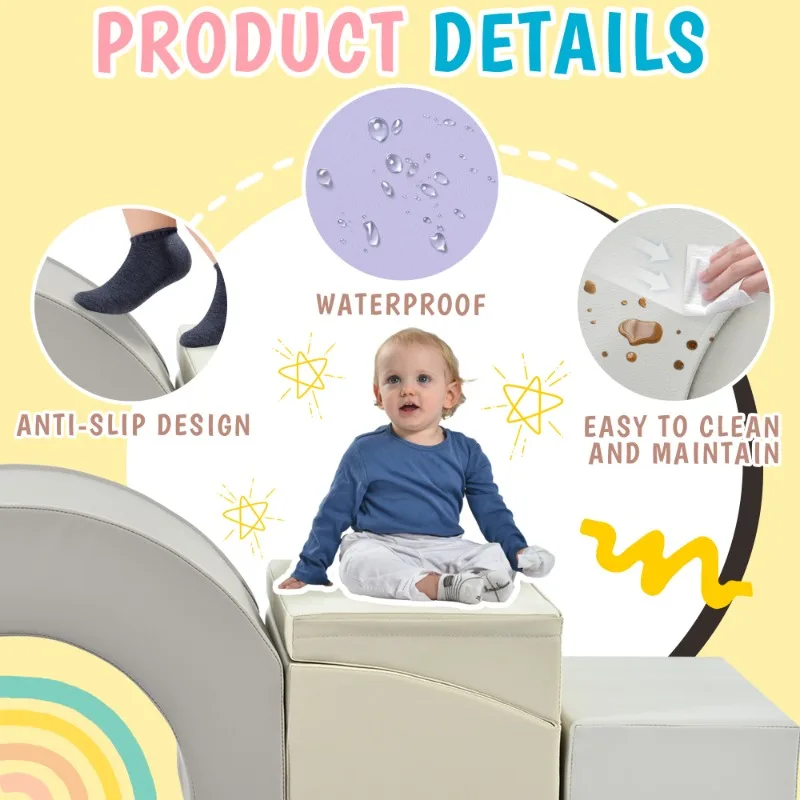 مجموعة مكعبات التسلق الناعمة للأطفال، معدات اللعب الإسفنجية للأطفال الصغار للأنشطة وتطوير المهارات الحركية #4