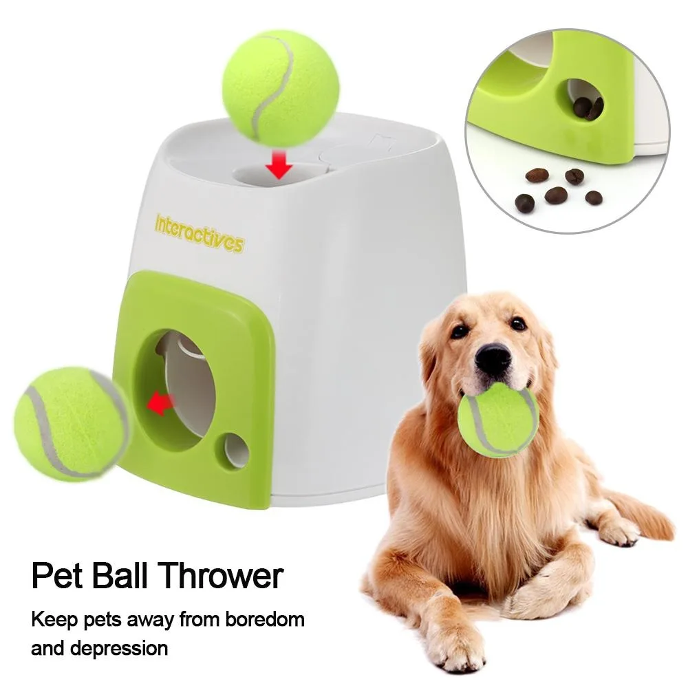 

Automatic Interactive Cats Dogs Toy Tennis Launcher Throwing Mmachine Smart Feeder Food Reward Machine Pet Ball Thrower