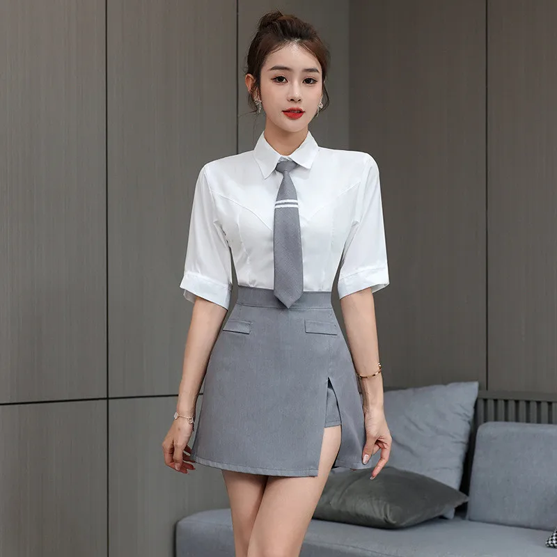 2022 Lovely Sexy Hotel Bar Club Waiter Maid Business Shirt Skirt Suit Cosplay Costume Show Outfit Dress Clothes Costumes