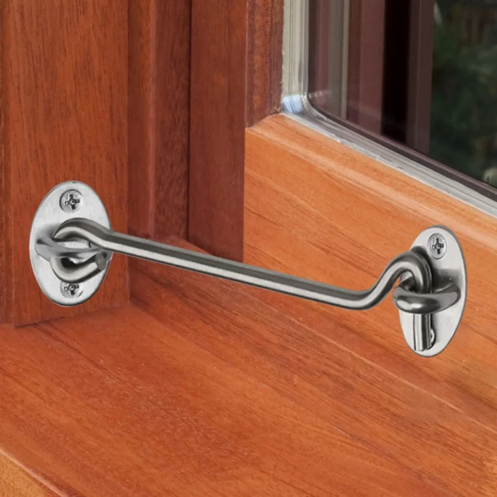 1 Set Thickened 4-inch/6-inch Stainless Steel Door And Window Hooks, Windproof Hooks For Doors And Windows, Furniture Hardware