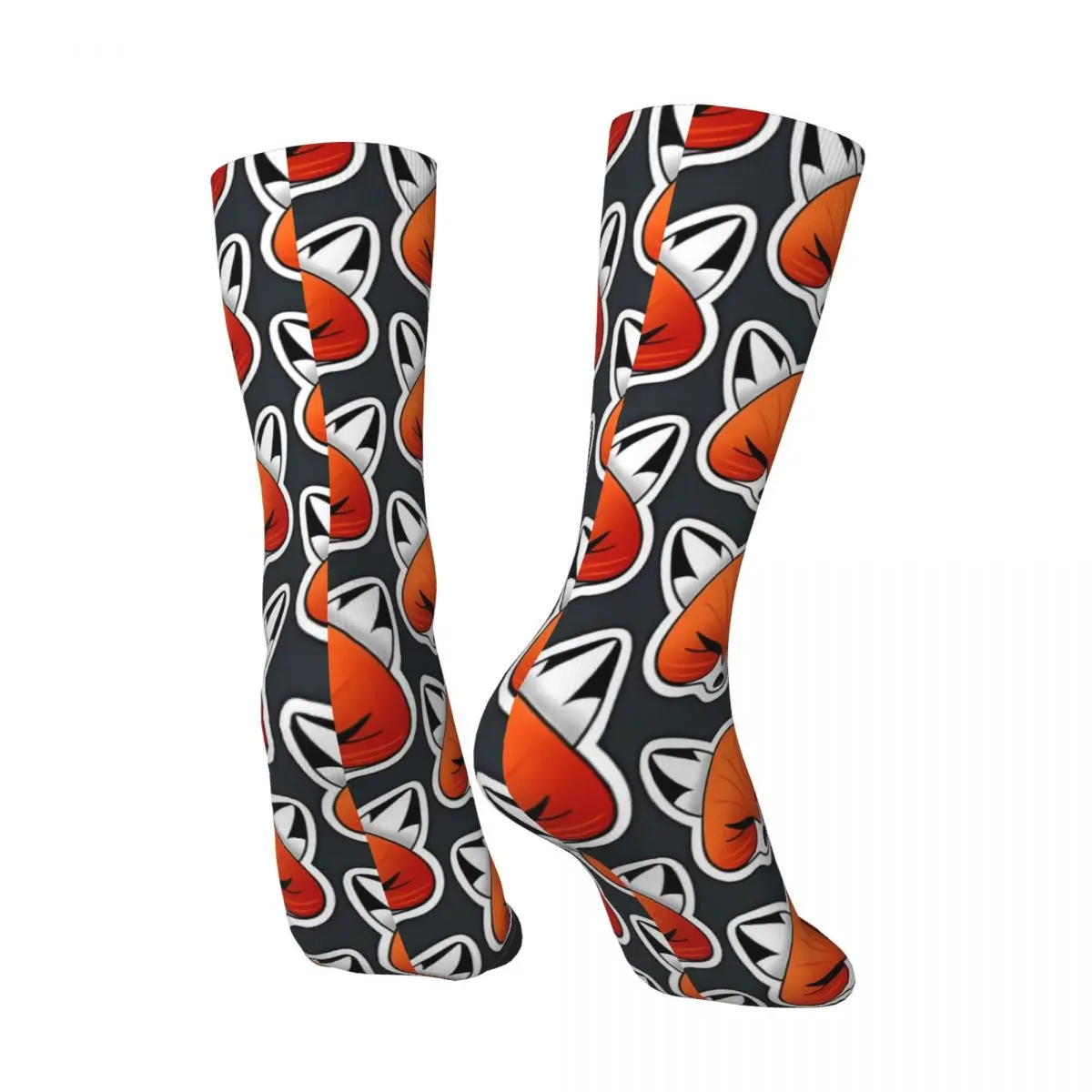 The Fat Fox Happy Men's Socks Retro Fox Cartoon Animals Hip Hop Seamless Crew Sock Gift Pattern Printed